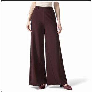 OGL Ponte-De-Roma Tummy-Smooth Wide Leg Pull-on Pants with Pockets New Berry XL